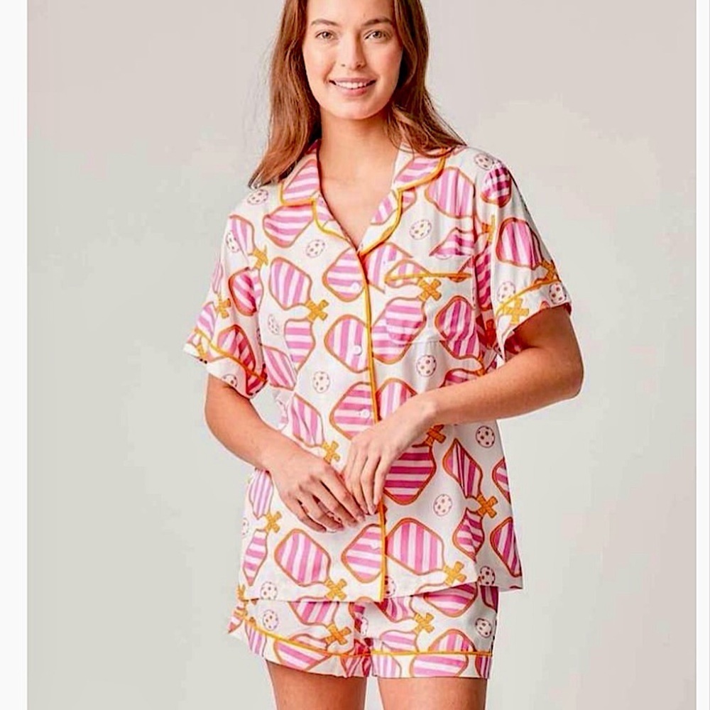 New Katie Kime Pickleball Novelty Print Pajama Short Set NWOT Size 3XL / 2XL - Picture 2 of 16